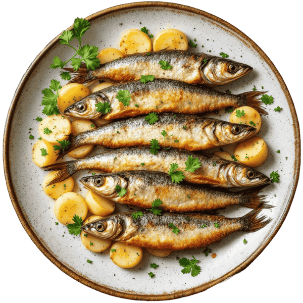 Srdele s krumpir salatom