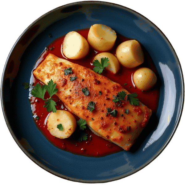 Oslić na crveno s krumpirom