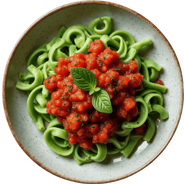 Zelena tjestenina s pečenom rajčicom