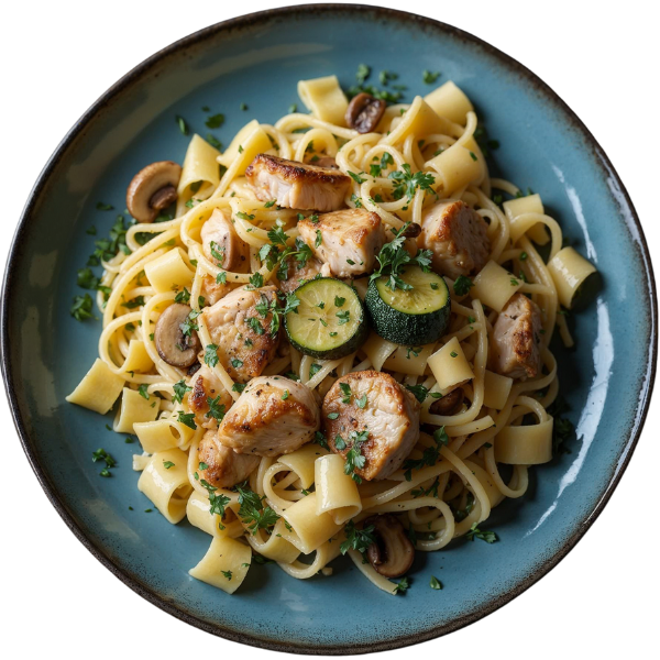 Chicken with mushrooms and zucchini