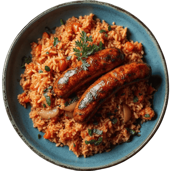 Grilled sausages with đuvedž rice