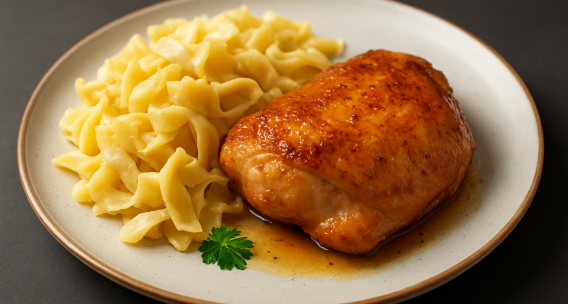 Pečena piletina s domaćim mlincima