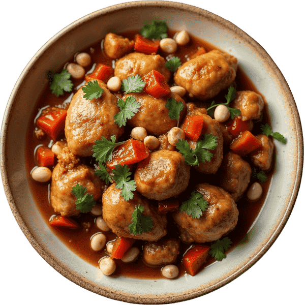 Chicken with vegetables and peanuts