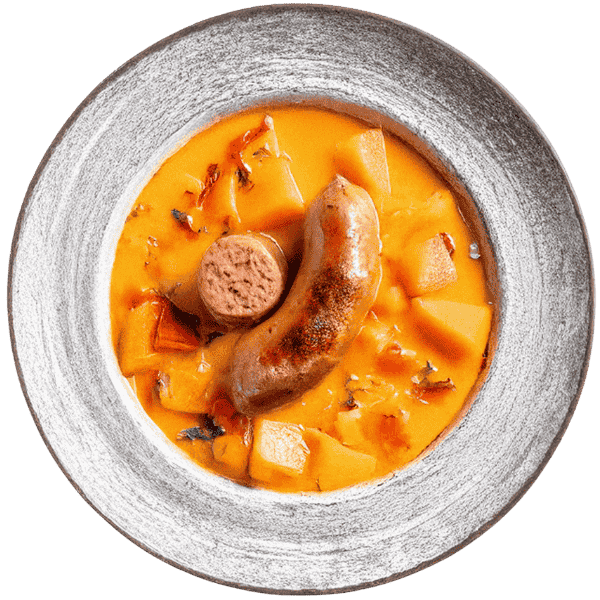 Spicy pumpkin stew with sausage