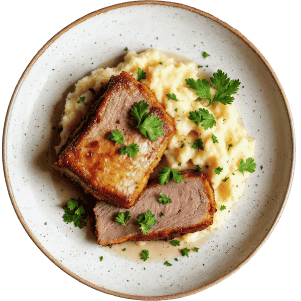 Roast pork with sautéed potatoes