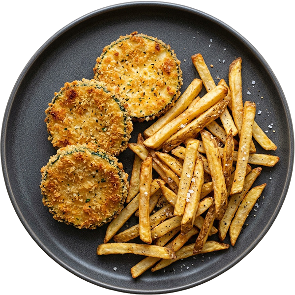 Fried zucchini with side dish