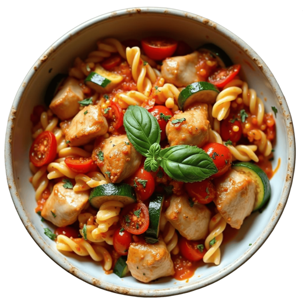 Piletina u šalši s tikvicama i tjesteninom